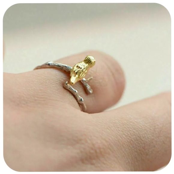 New Tiny Little Bird on Tree Branch Twig Ring Adjustable - Picture 3 of 6